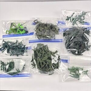 Toy Soldiers Lot of 206 Green Army Men Plastic Figures Various Sizes Rinco